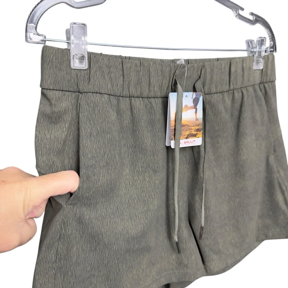Willit Women’s Olive Green Active Hiking Shorts Drawstring Medium